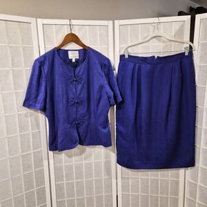 Vintage Silk Purple Skirt Suit Sz 14 16